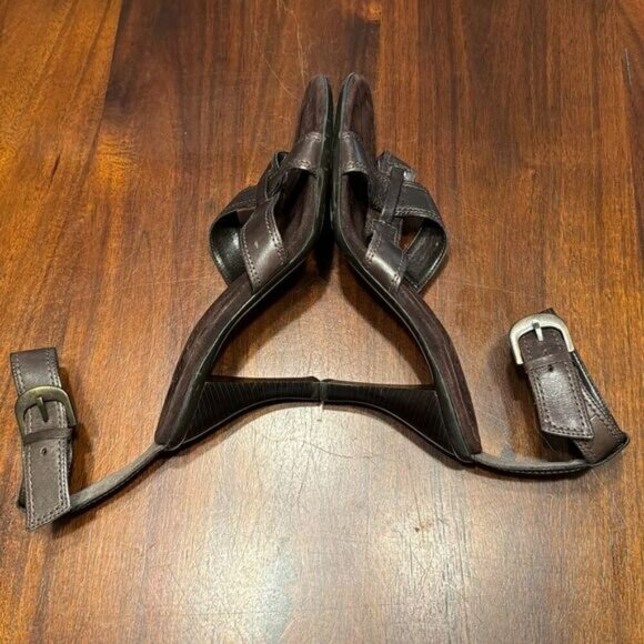 Enzo Angiolini Brown Leather T Strap Heels Pumps Women’s US 8.5M - Picture 5 of 8